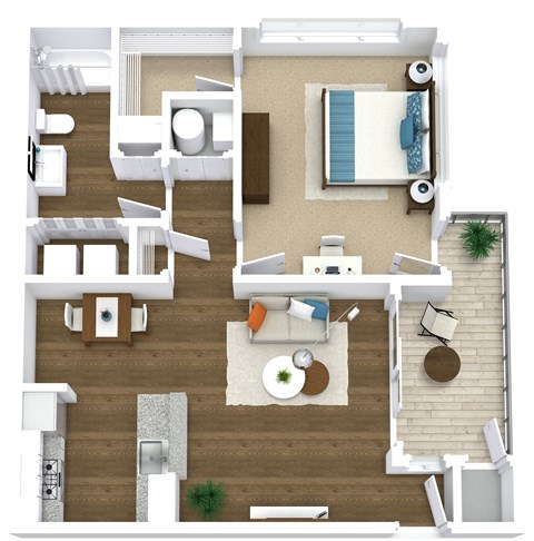 Floor plan for 1 bed, 1 bath, 800 sqft